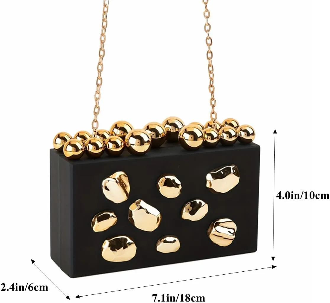 Luxury Acrylic Clutch Box Irregular Stone Purse Handbag Beaded Acrylic Evening Bag for Women Wedding Party Prom
