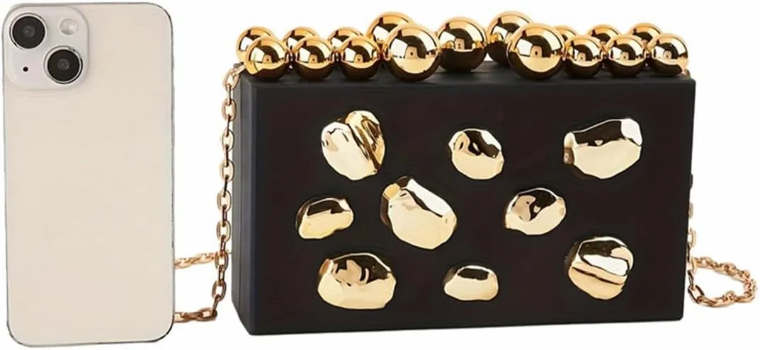 Luxury Acrylic Clutch Box Irregular Stone Purse Handbag Beaded Acrylic Evening Bag for Women Wedding Party Prom
