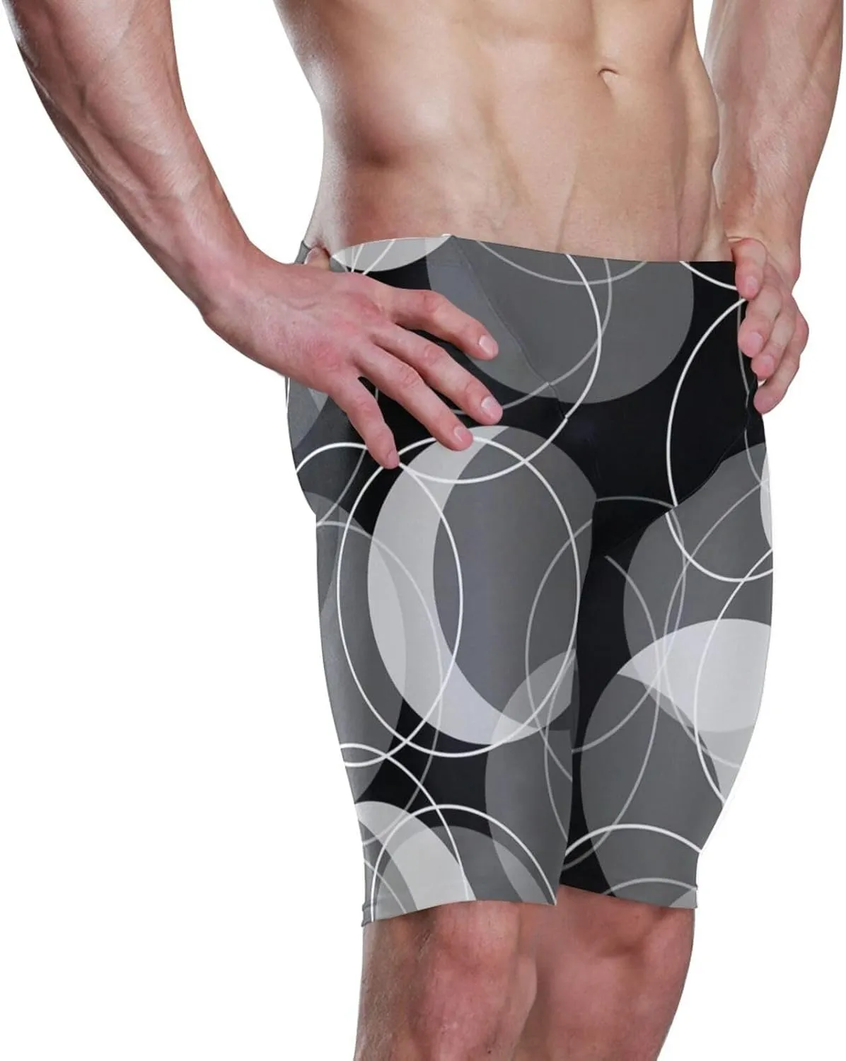 Men Midi Swimwear, Swim Pants Thong Swimsuit Shorts Crotch Outfit(S-3XL)