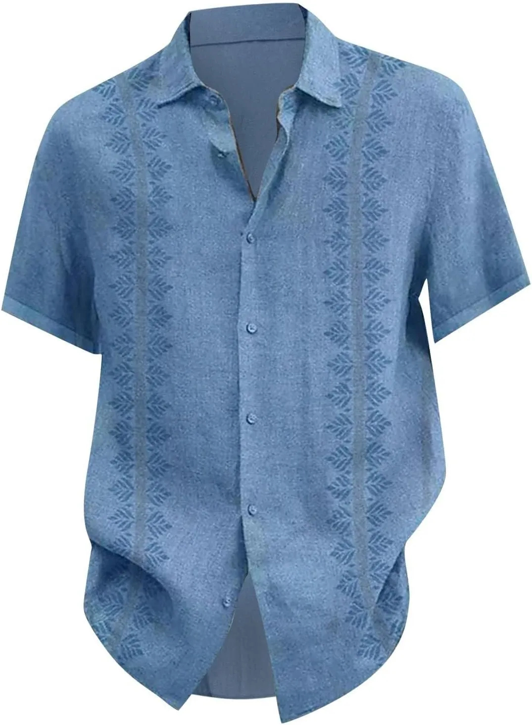 Men's Linen Shirts Short Sleeve Hawaiian Summer Button down T Shirts Vacation Beach Tops Casual Plus Size Tops