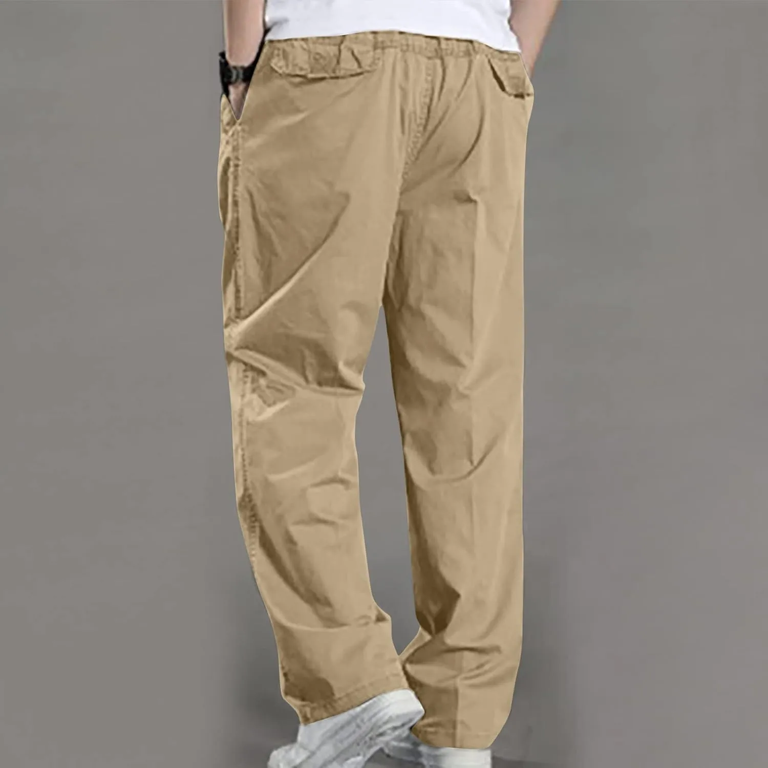 Men's Straight Leg Cargo Pants Baggy Sweatpants Relaxed Fit Outdoor Hiking Trousers with Pockets