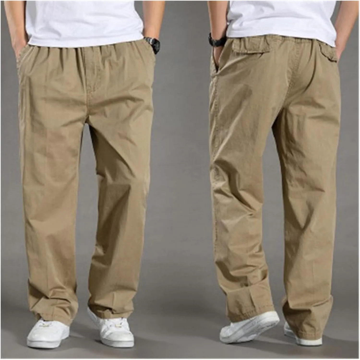 Men's Straight Leg Cargo Pants Baggy Sweatpants Relaxed Fit Outdoor Hiking Trousers with Pockets