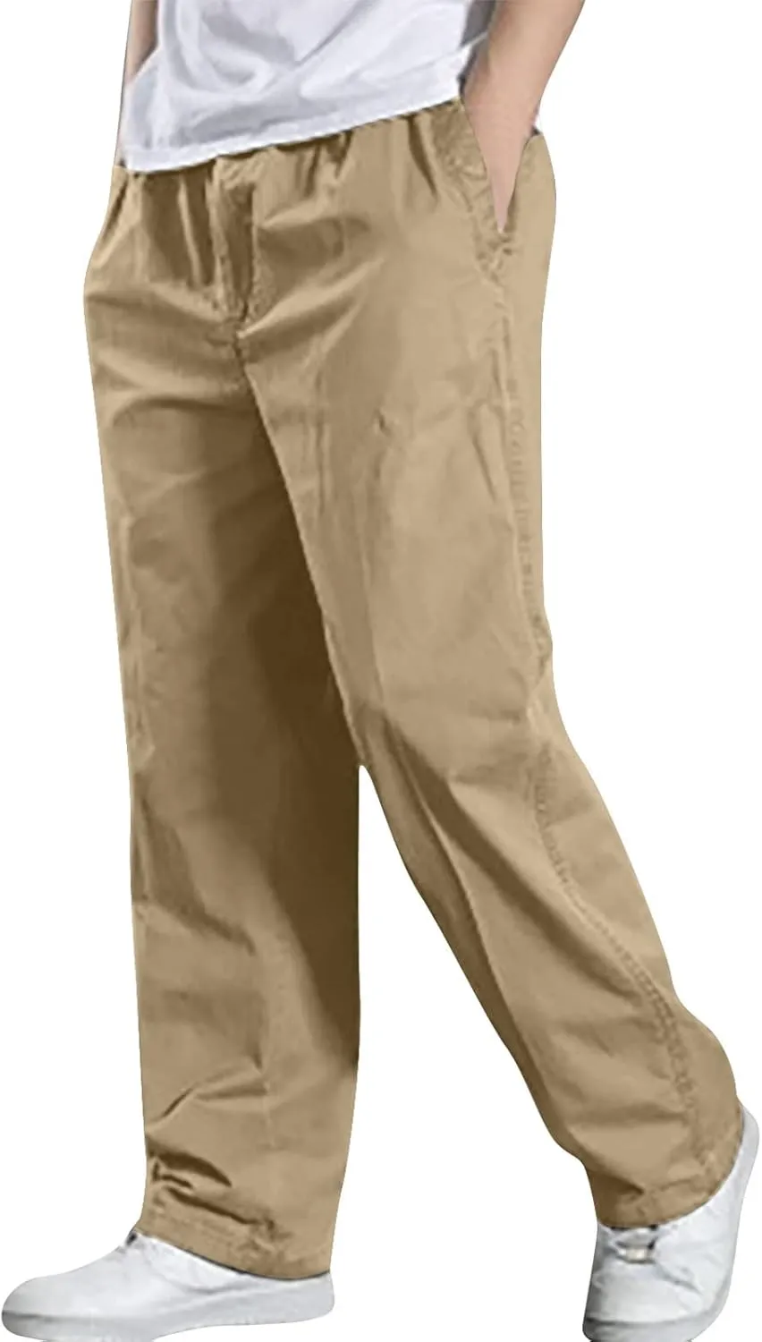 Men's Straight Leg Cargo Pants Baggy Sweatpants Relaxed Fit Outdoor Hiking Trousers with Pockets