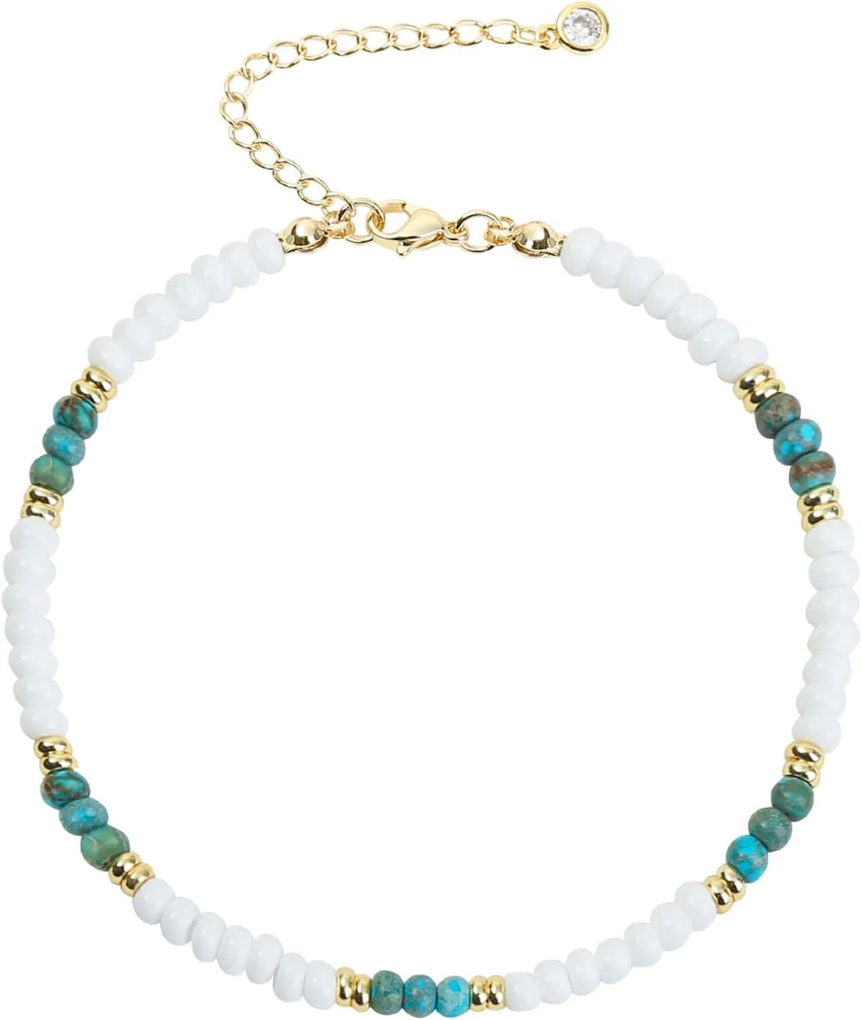 Natural Stone Beaded Anklets Bracelets for Women Handmade Beaded Anklet Bracelet Waterproof Boho Beads Ankle Bracelet Adjustable Summer Jewelry