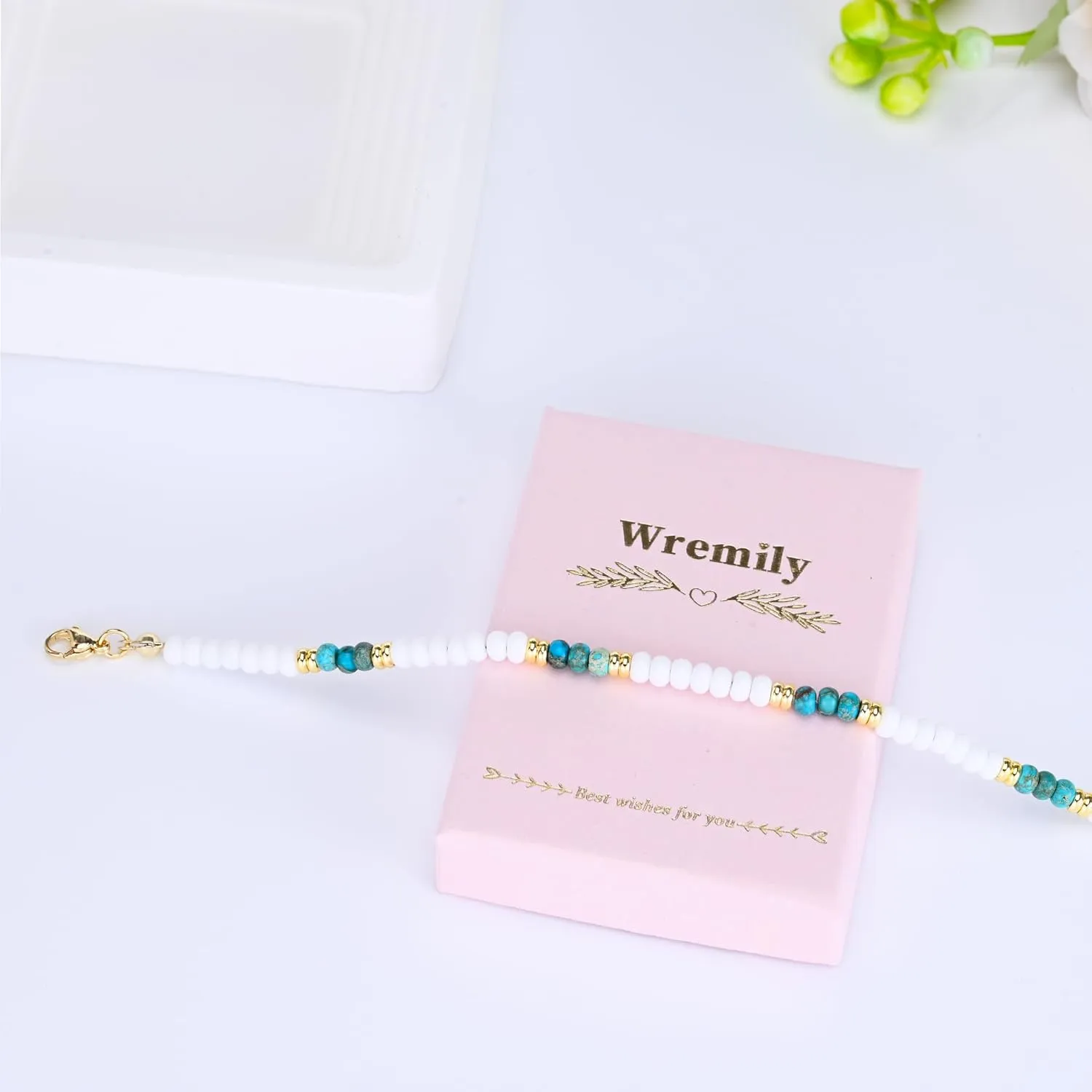 Natural Stone Beaded Anklets Bracelets for Women Handmade Beaded Anklet Bracelet Waterproof Boho Beads Ankle Bracelet Adjustable Summer Jewelry
