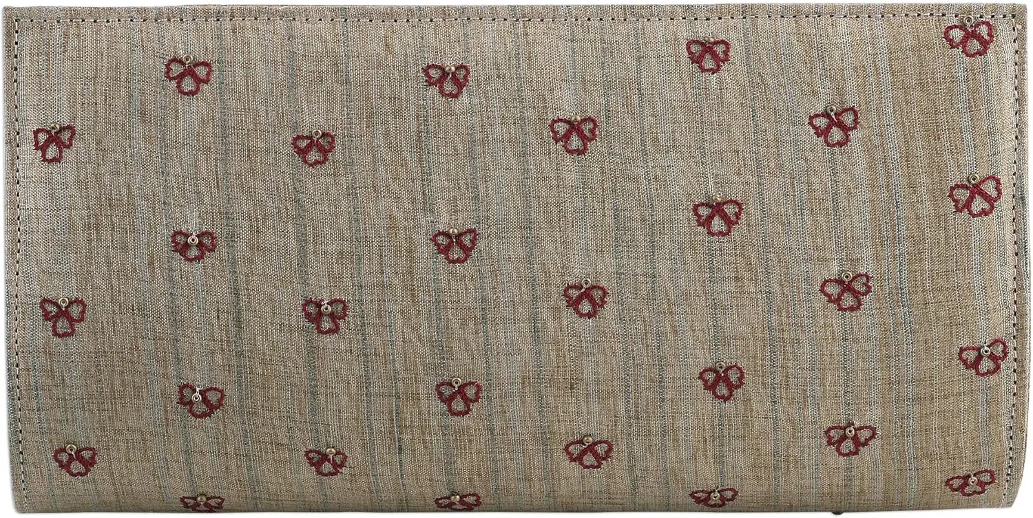 NOVICA Artisan Handmade Beaded Clutch Handbag in Wheat from India Silk Handbags Beige Evening Embroidered ' Wheat Desire'