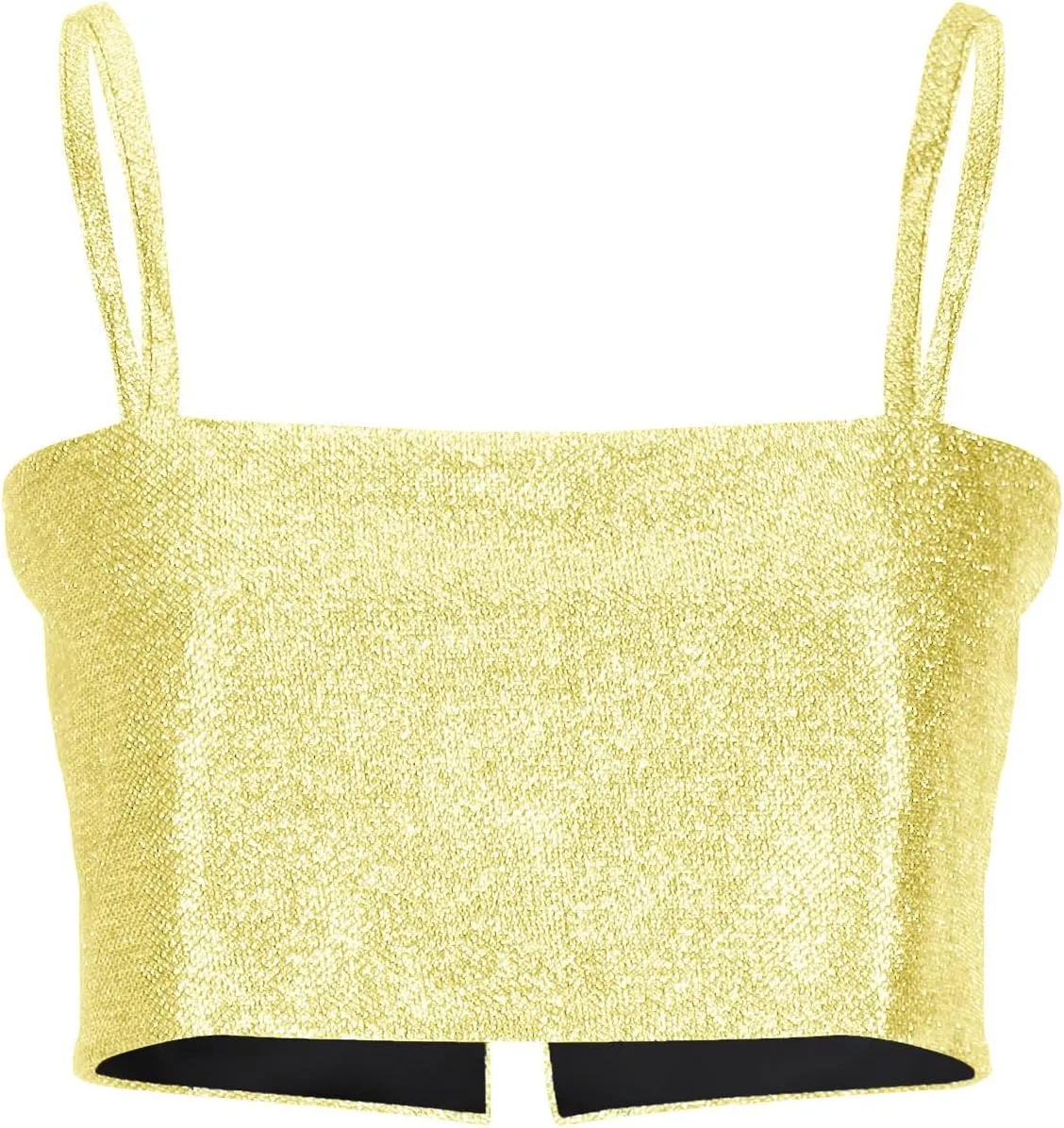 Oplxuo Women's Sleeveless Sparkle Sequin Cami Crop Top Spaghetti Strap Club Party Tops Button Up Back Sexy Camisole