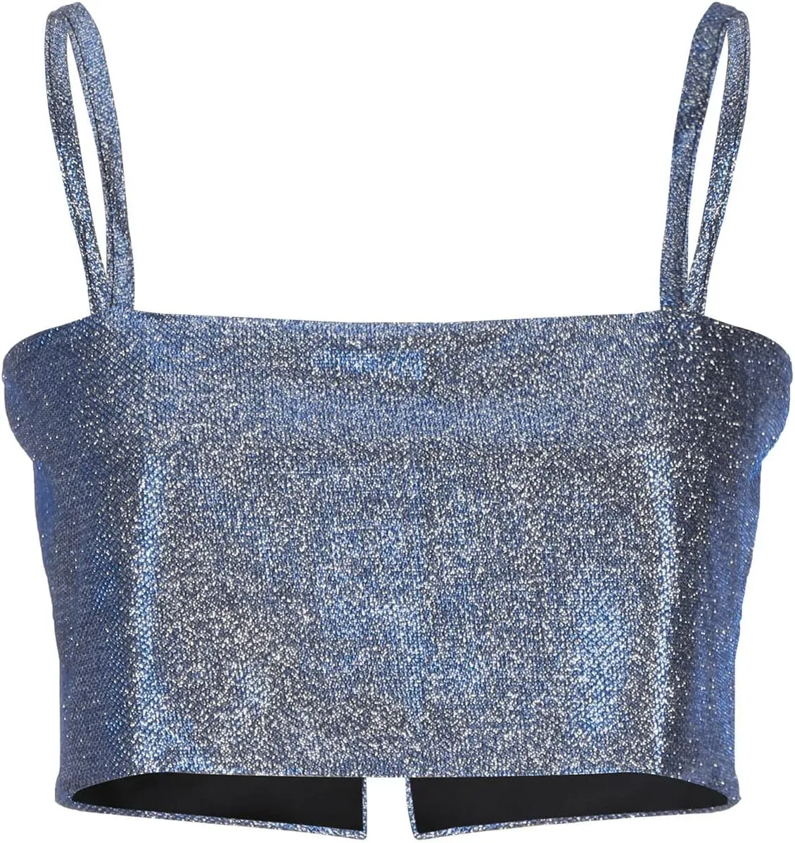 Oplxuo Women's Sleeveless Sparkle Sequin Cami Crop Top Spaghetti Strap Club Party Tops Button Up Back Sexy Camisole
