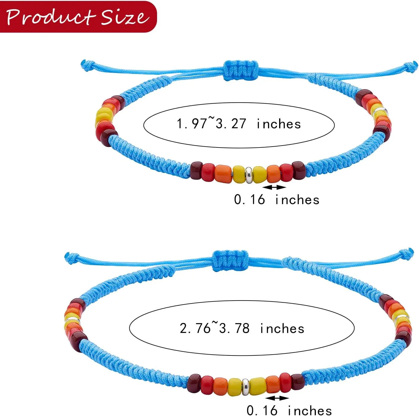 Ornaland 4Pcs Glass Seed Bead Braided Bracelets Anklets Set Adjustable Handmade Beaded Bracelet Friendship Jewelry with Brass Bead for Women Gift, Blue