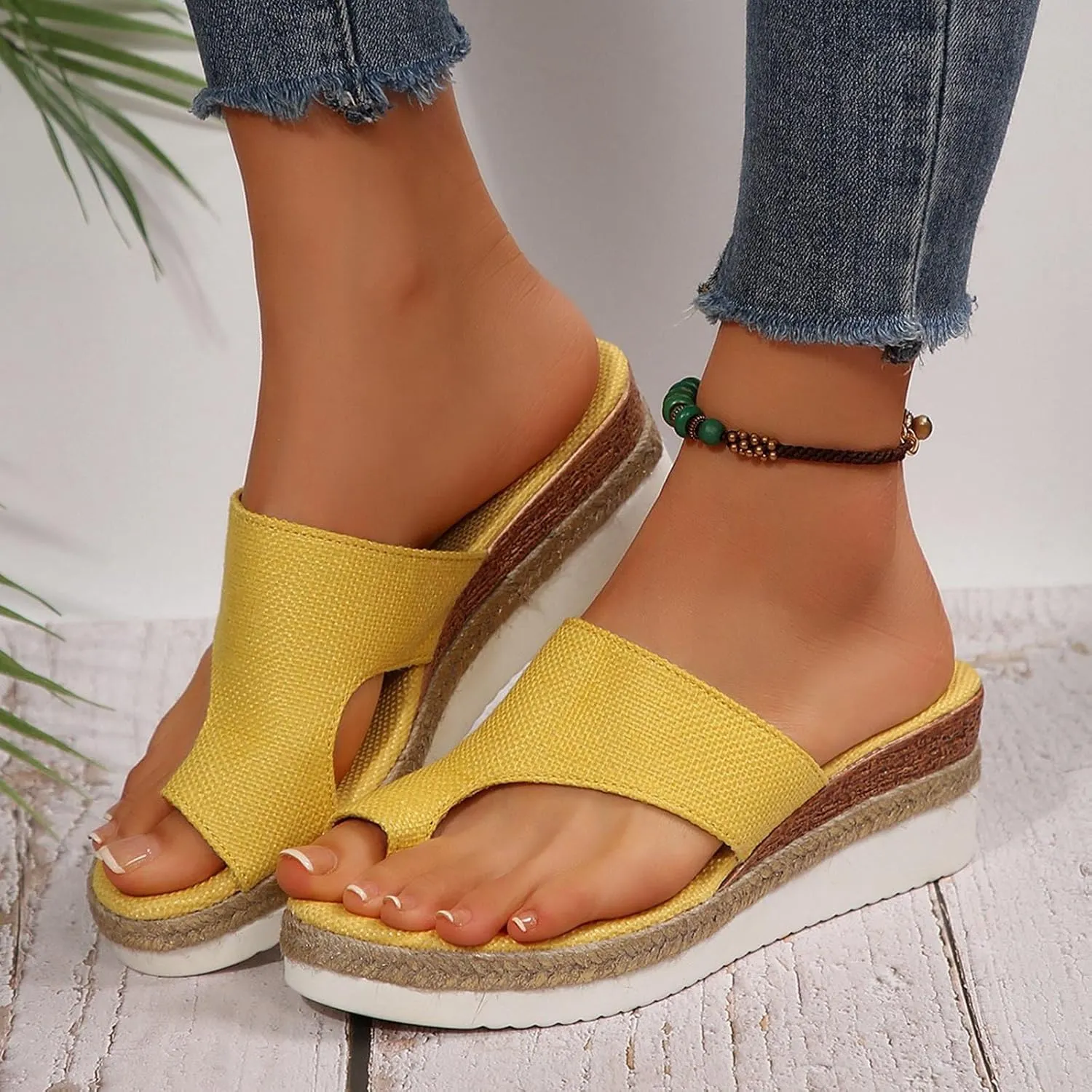 Orthopedic Platform Wedge Sandals for Women Summer Dressy 2025 Comfortable Open Toe Slip on Slides Beach Low Wedge Shoes