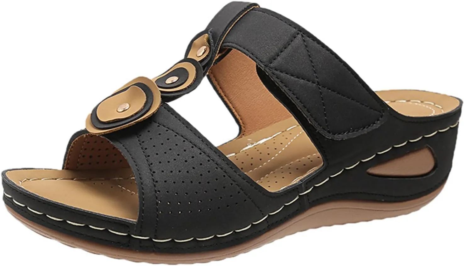 Orthopedic Sandals for Women Wide Width Womens Comfortable Open Toe Slip On Wedge Sandals Platform Dressy Summer Casual Low Heels Slippers Breathable Lightweight Beach Trendy Sandal Going Out Shoes