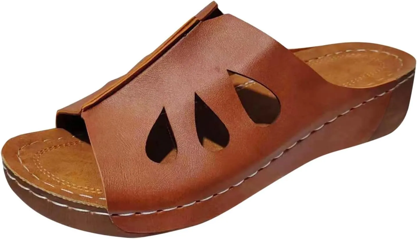 Orthopedic Wedge Sandals for Women Dressy Summer Comfortable Walking Wide Width Arch Support Platform Flip Flop Dressy Casual Bunion Breathable Slippers Beach Fishmouth Wedges Sandal