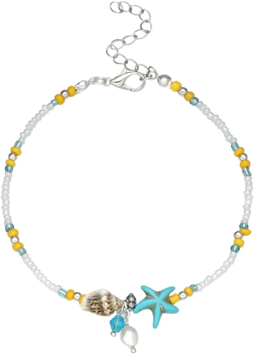 PartyKindom Metal Anklet Design Foot Chain Water Drop Fashion Jewelry for Women Comfortable for Beach Travel Home