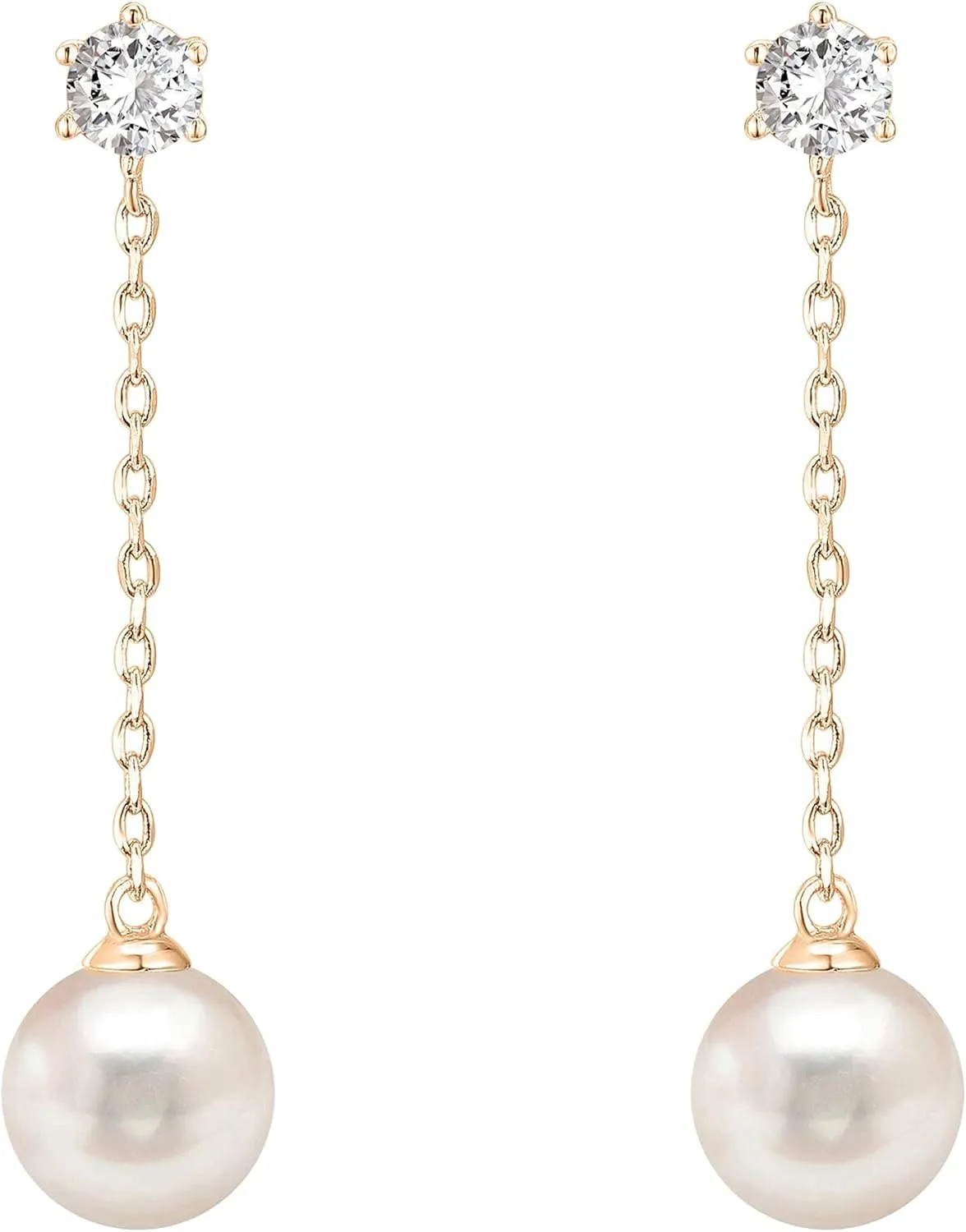 PAVOI 14K Gold Plated Sterling Silver Posts Shell Pearl Dangle Drop Earrings | Bridal Pearl Earrings for Women