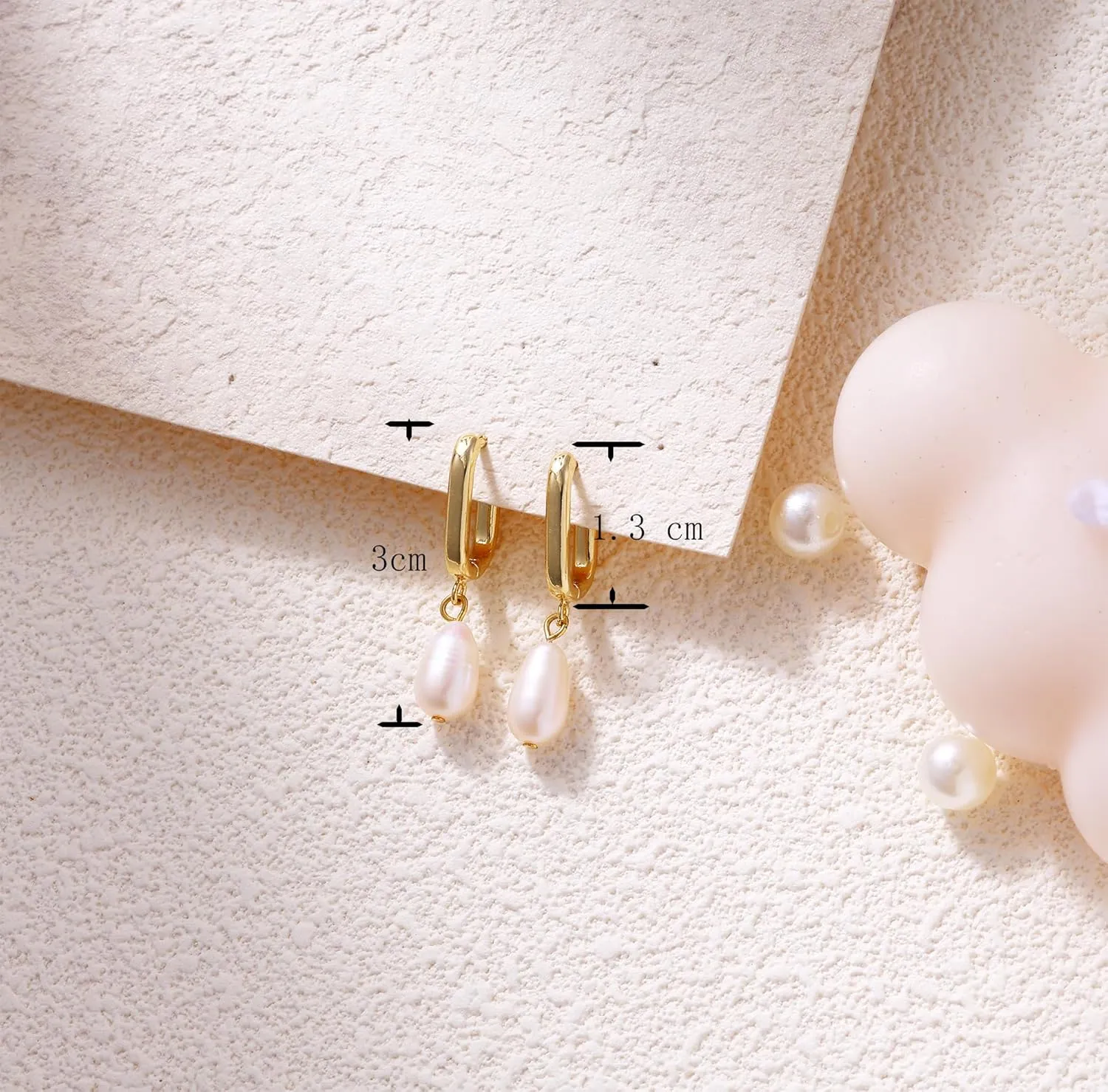 Pearl Earrings for Women, Dainty Gold Earrings 14K Gold Plated Pearl Drop Earrings Cute Pearl Hoop Earrings Hypoallergenic Dangle Pearl Earrings for Women Trendy Wedding Earrings for Brides