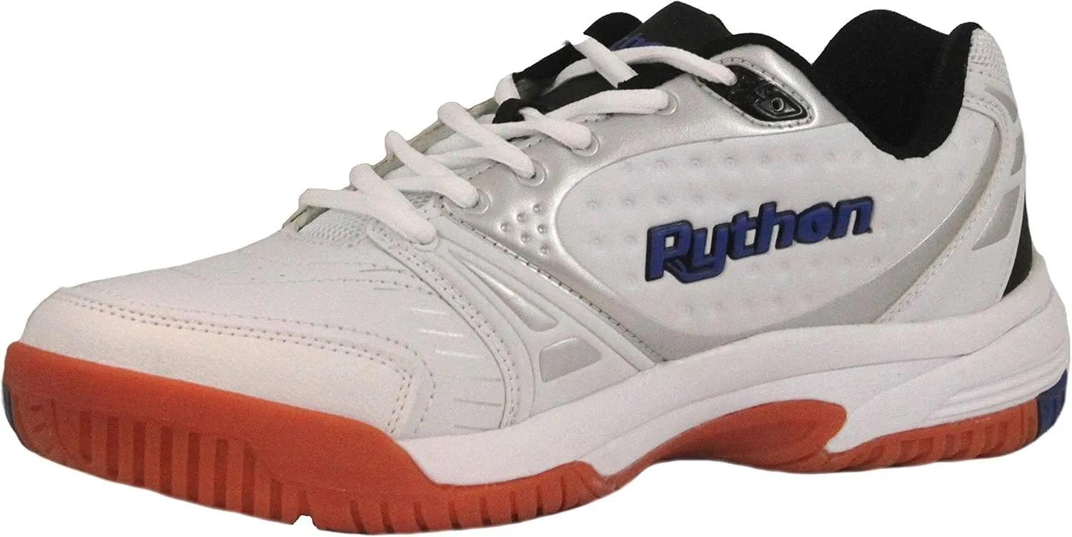 Python Deluxe Indoor Court Shoes (Racquetball, Squash, Badminton, Indoor Pickleball, Volleyball) (Low & Mid) (Black & White Colors) (Non-Slip) (Non-Marking)