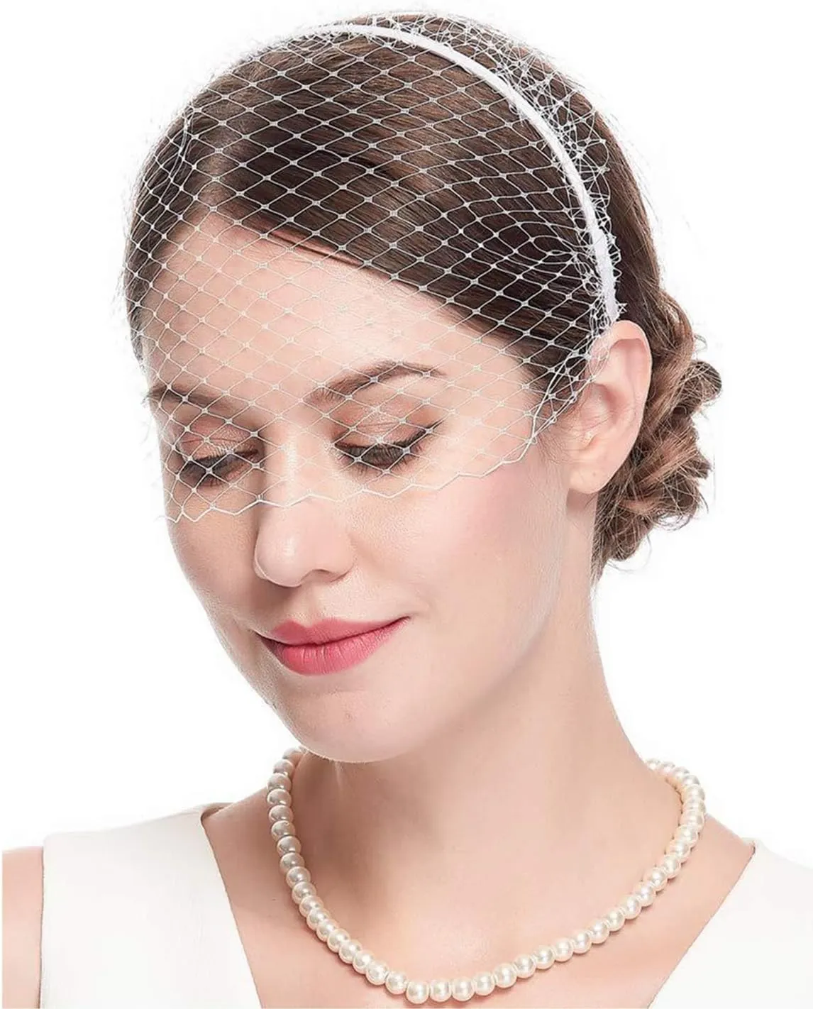 Qiansail Mesh Face Veil Headbands Black Fascinator Headband Tea Party Birdcage Headwear Wedding Hair Accessories for Women