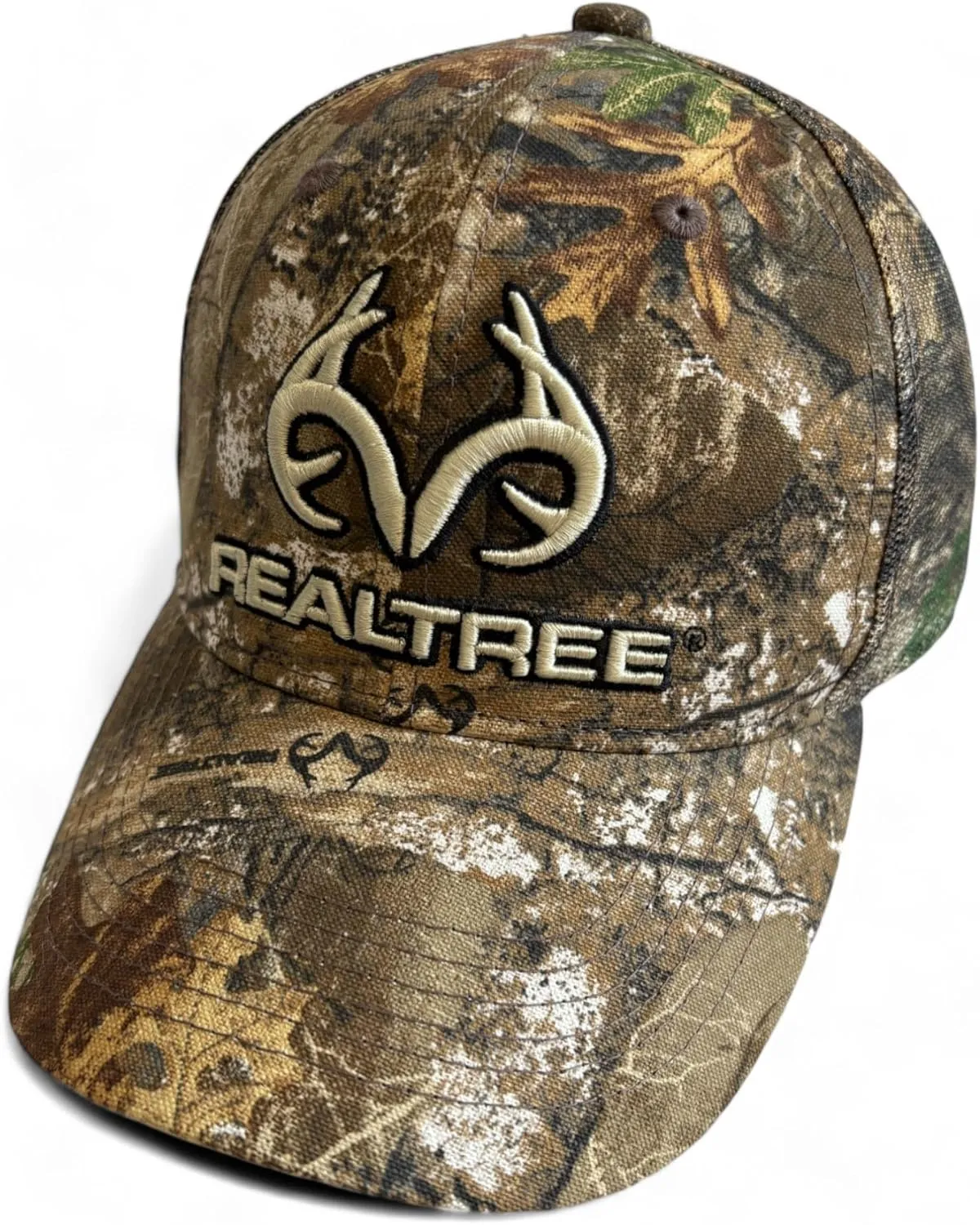 Realtree RT Edge 3D Tan Antler Logo Mid Crown Structured Hunting Camo Mesh Back Snapback Precurved Trucker Cap Hat