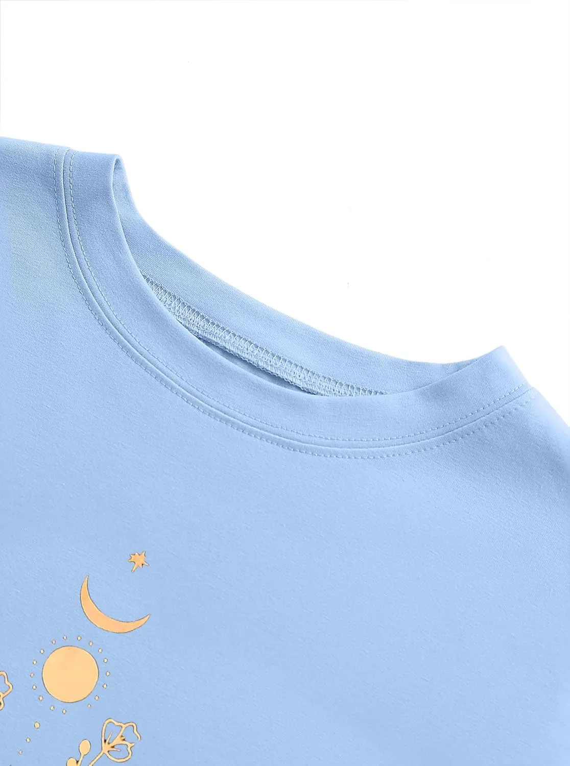Remidoo Women's Casual Oversized T Shirt Short Sleeve Graphic Tee Letter Sun Moon Shirts