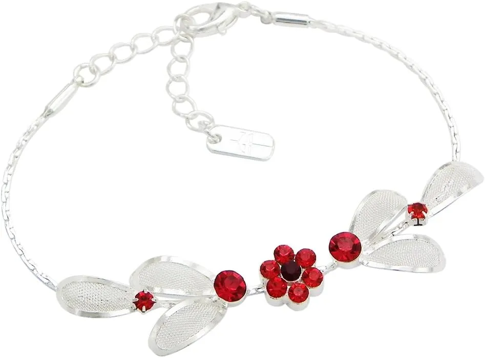 Rosemarie Collections Women's 3 Piece Rhinestone Crystal And Metal Mesh Floral Statement Necklace Bracelet Earring Jewelry Set, 17" 4" Extender