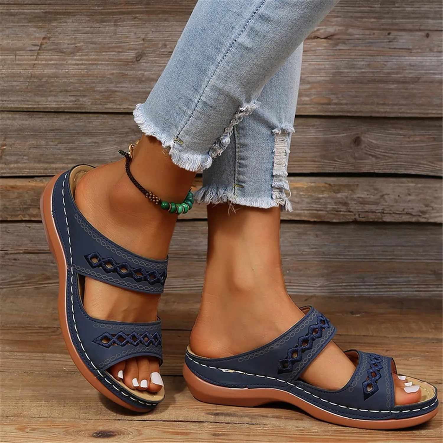 Sandals Women Dressy Summer Flat Island Cute Casual Beach Shoes Orthotic Flip Flops Slides Orthopedic Slippers 2025