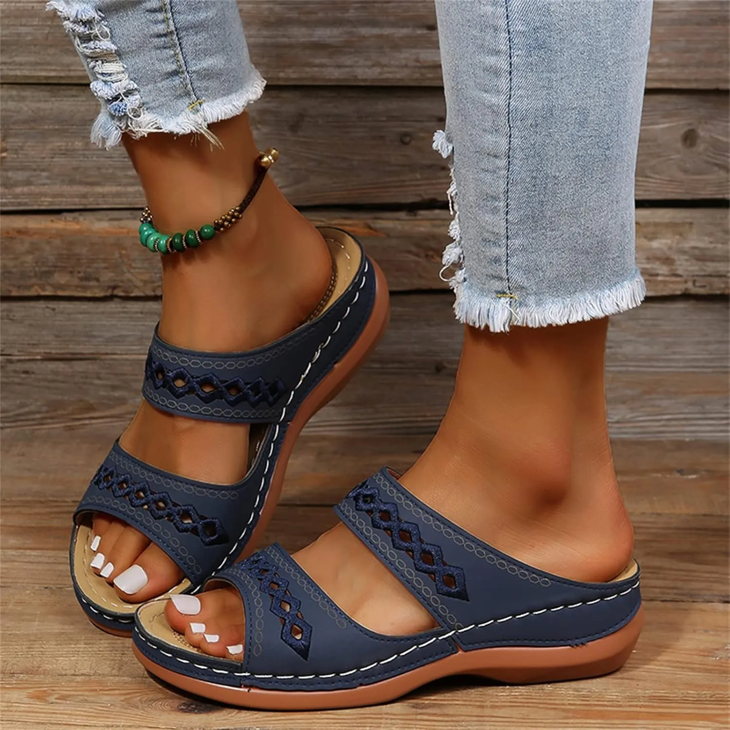 Sandals Women Dressy Summer Flat Island Cute Casual Beach Shoes Orthotic Flip Flops Slides Orthopedic Slippers 2025