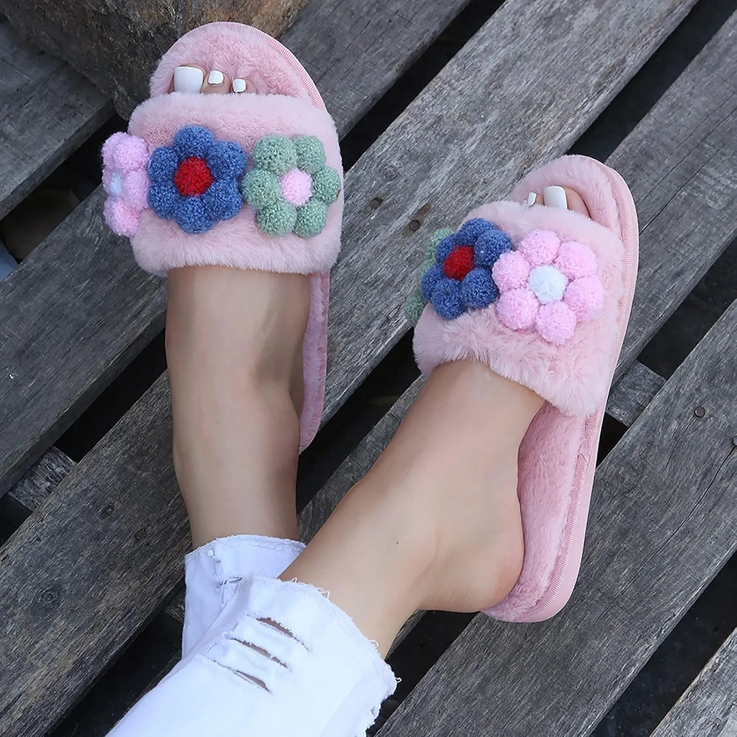 SBGMoSJ Indoor House Slippers for Guests Mens Slipper Booties Memory Foam House Slippers Spa Slippers for Women Rubber Christmas Garland Gifts for Women 2023