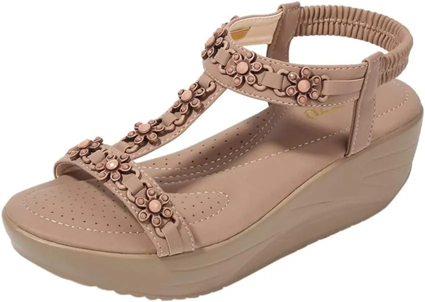 SBGMoSJ Orthopedic Slippers for Women 6 Wide Orthotics Sandals for Women Thong Closed Toe Wedges for Women Dressy Comfortable Confortable Walking Sandals Women Shoes Sandals Thick Heels for Women