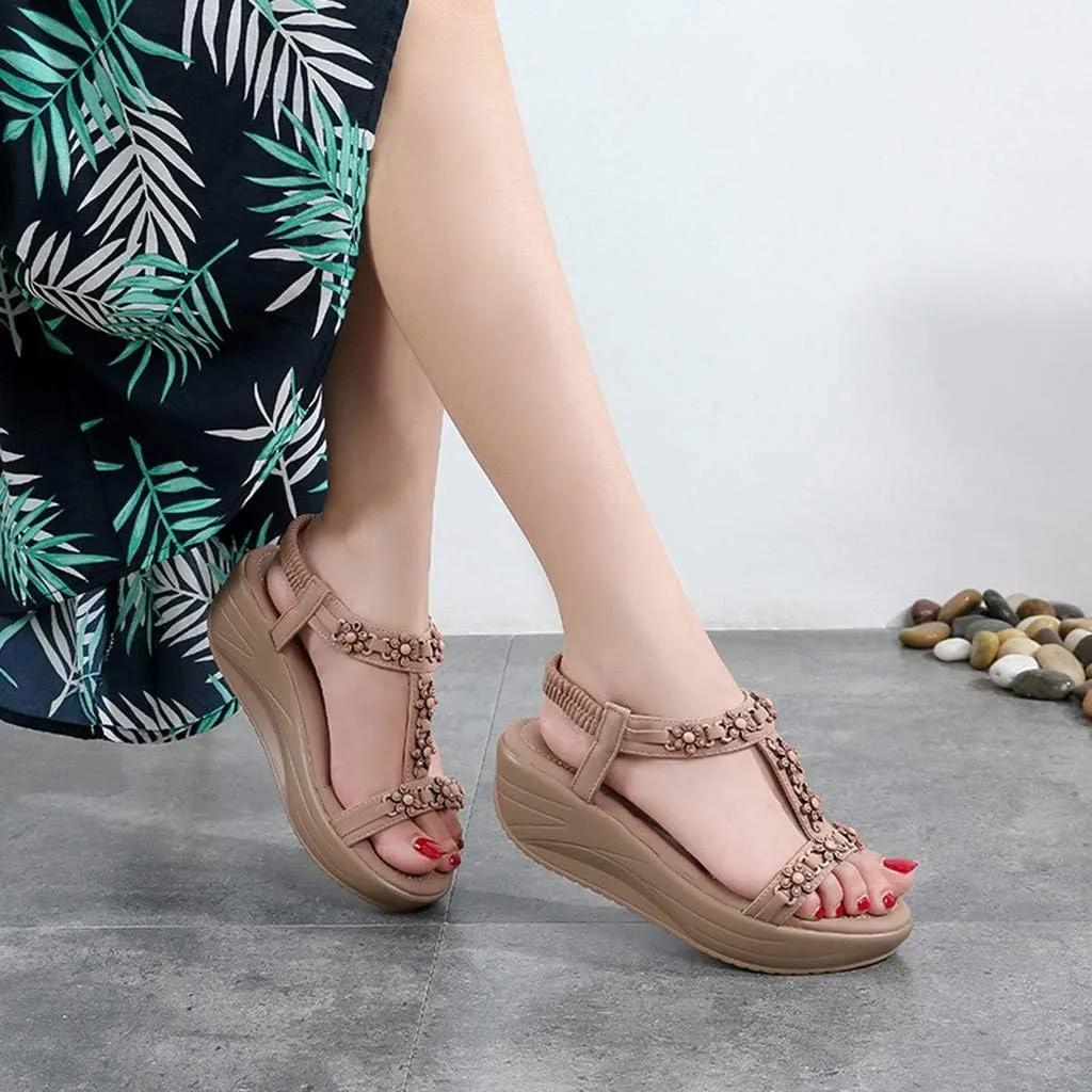 SBGMoSJ Orthopedic Slippers for Women 6 Wide Orthotics Sandals for Women Thong Closed Toe Wedges for Women Dressy Comfortable Confortable Walking Sandals Women Shoes Sandals Thick Heels for Women