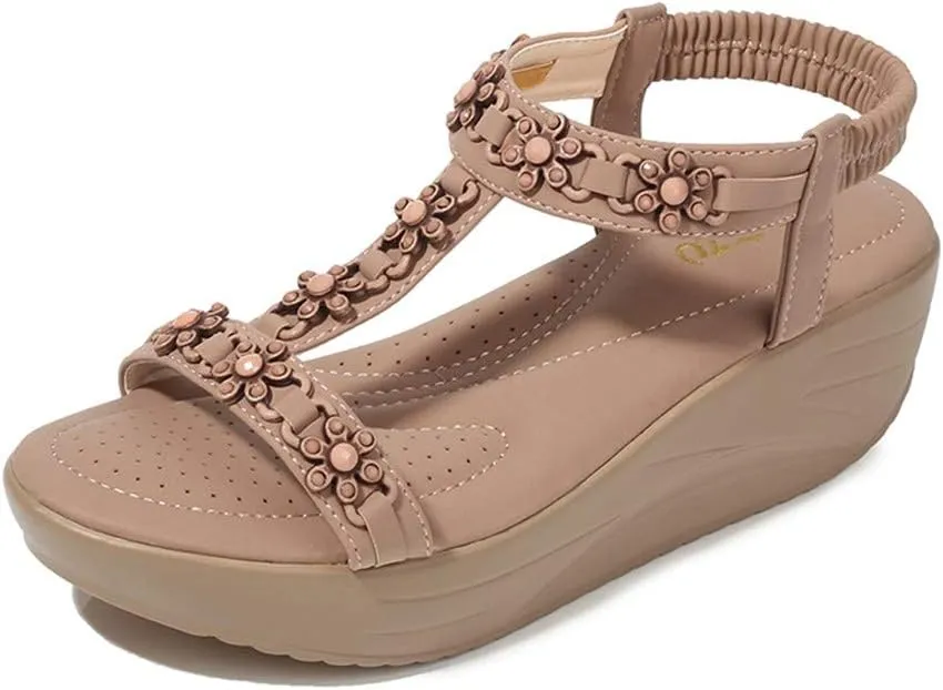 SBGMoSJ Orthopedic Slippers for Women 6 Wide Orthotics Sandals for Women Thong Closed Toe Wedges for Women Dressy Comfortable Confortable Walking Sandals Women Shoes Sandals Thick Heels for Women