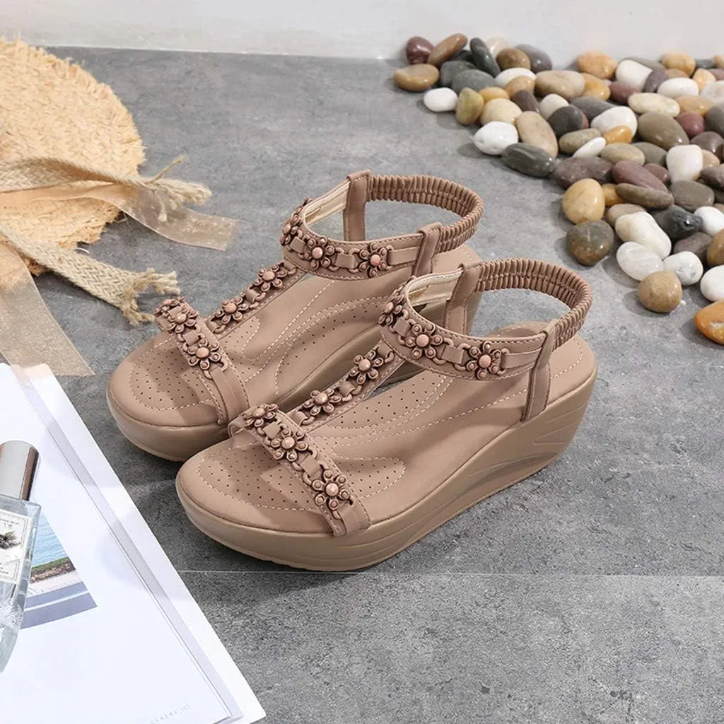 SBGMoSJ Orthopedic Slippers for Women 6 Wide Orthotics Sandals for Women Thong Closed Toe Wedges for Women Dressy Comfortable Confortable Walking Sandals Women Shoes Sandals Thick Heels for Women
