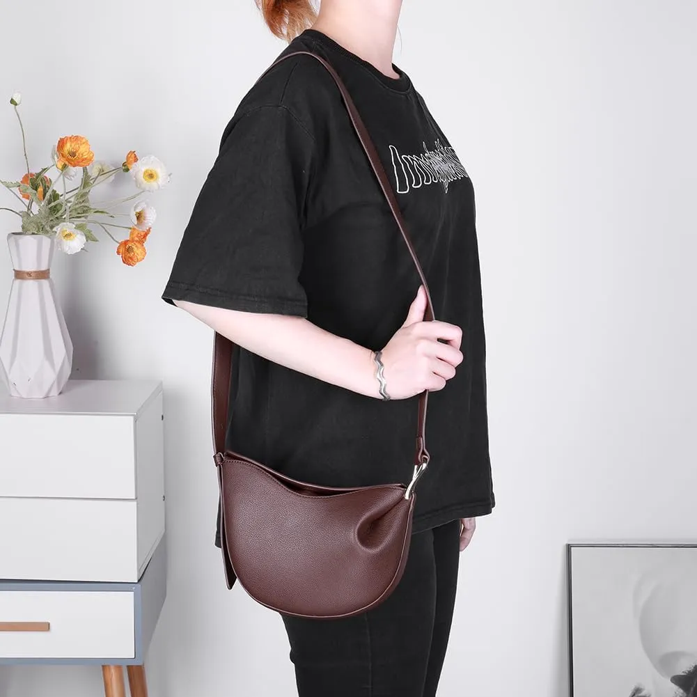 Small Crescent Crossbody Bags Dumpling PU Shoulder Purses Mini Trendy Designer Luxury Faux Leather Hobo Saddle Bag for Women