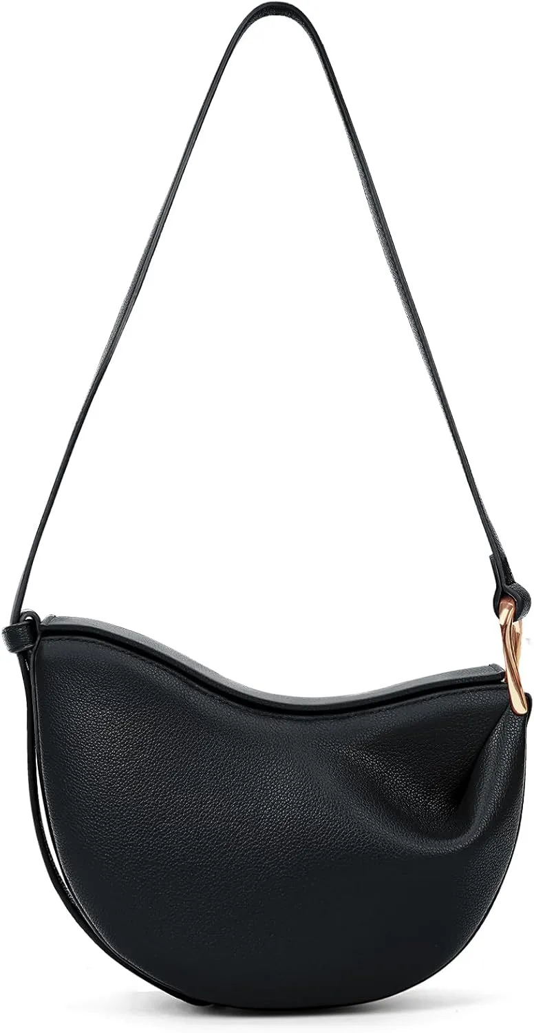Small Crescent Crossbody Bags Dumpling PU Shoulder Purses Mini Trendy Designer Luxury Faux Leather Hobo Saddle Bag for Women