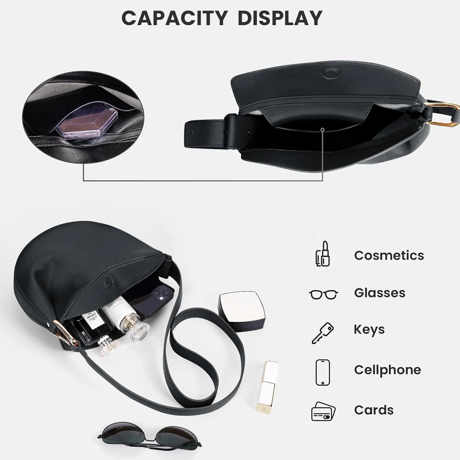 Small Crescent Crossbody Bags Dumpling PU Shoulder Purses Mini Trendy Designer Luxury Faux Leather Hobo Saddle Bag for Women