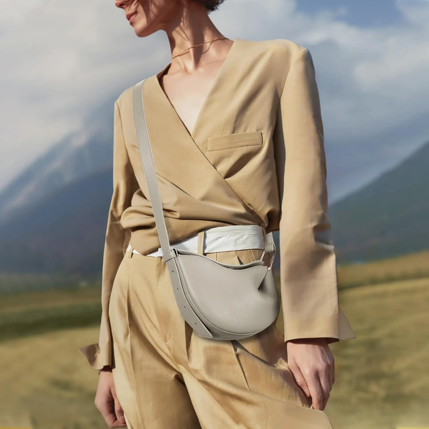Small Crescent Crossbody Bags Dumpling PU Shoulder Purses Mini Trendy Designer Luxury Faux Leather Hobo Saddle Bag for Women