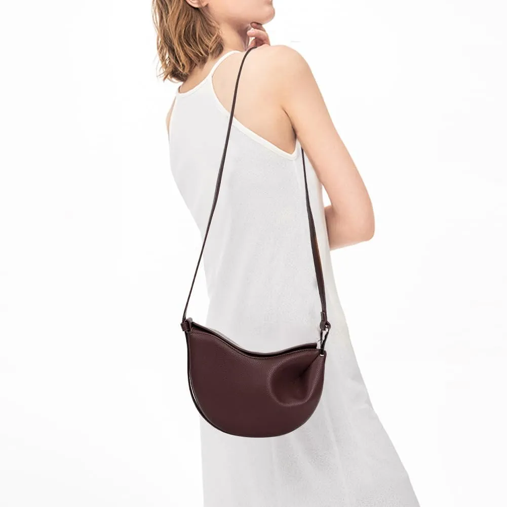 Small Crescent Crossbody Bags Dumpling PU Shoulder Purses Mini Trendy Designer Luxury Faux Leather Hobo Saddle Bag for Women