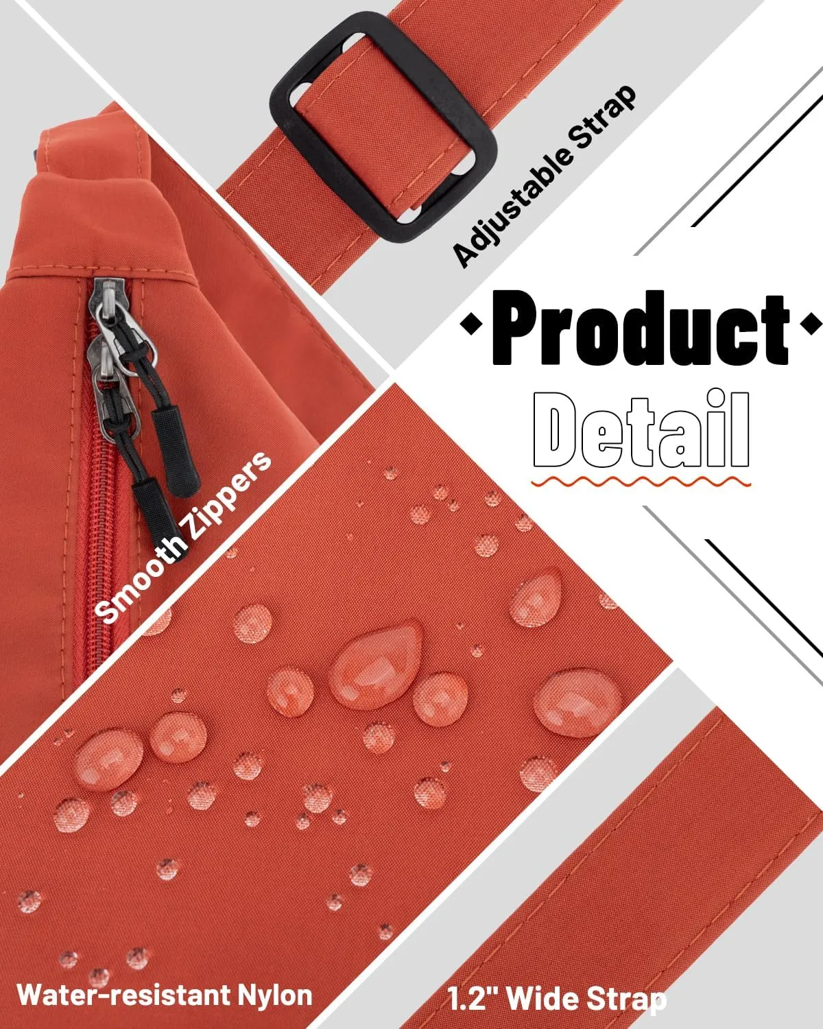 Small Sling Crossbody Bag for Women Men Trendy, Mini Crescent Bag with Adjustable Strap, 2 Zippers Lightweight Nylon Bag