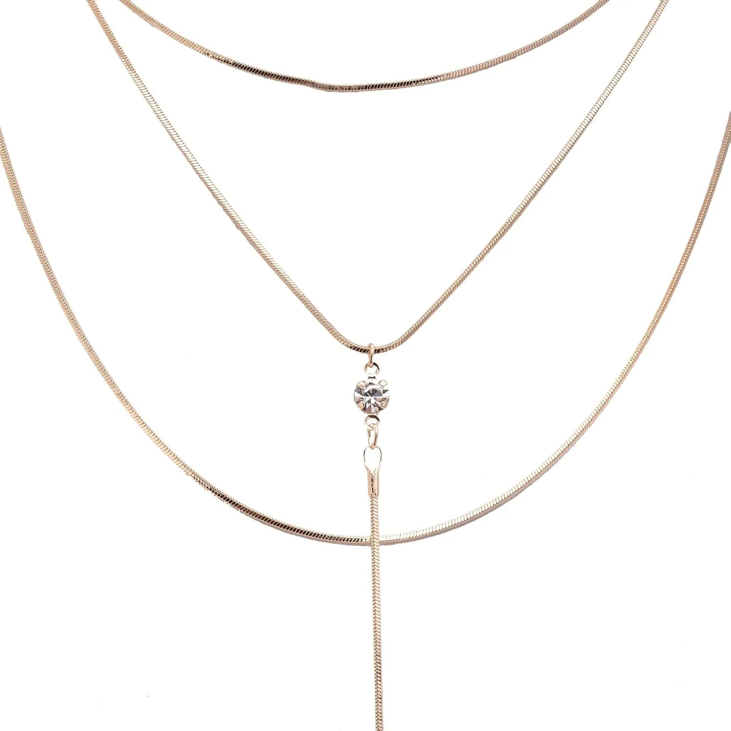Spinningdaisy Crystal Accent Slim Layered Strand Y Necklace