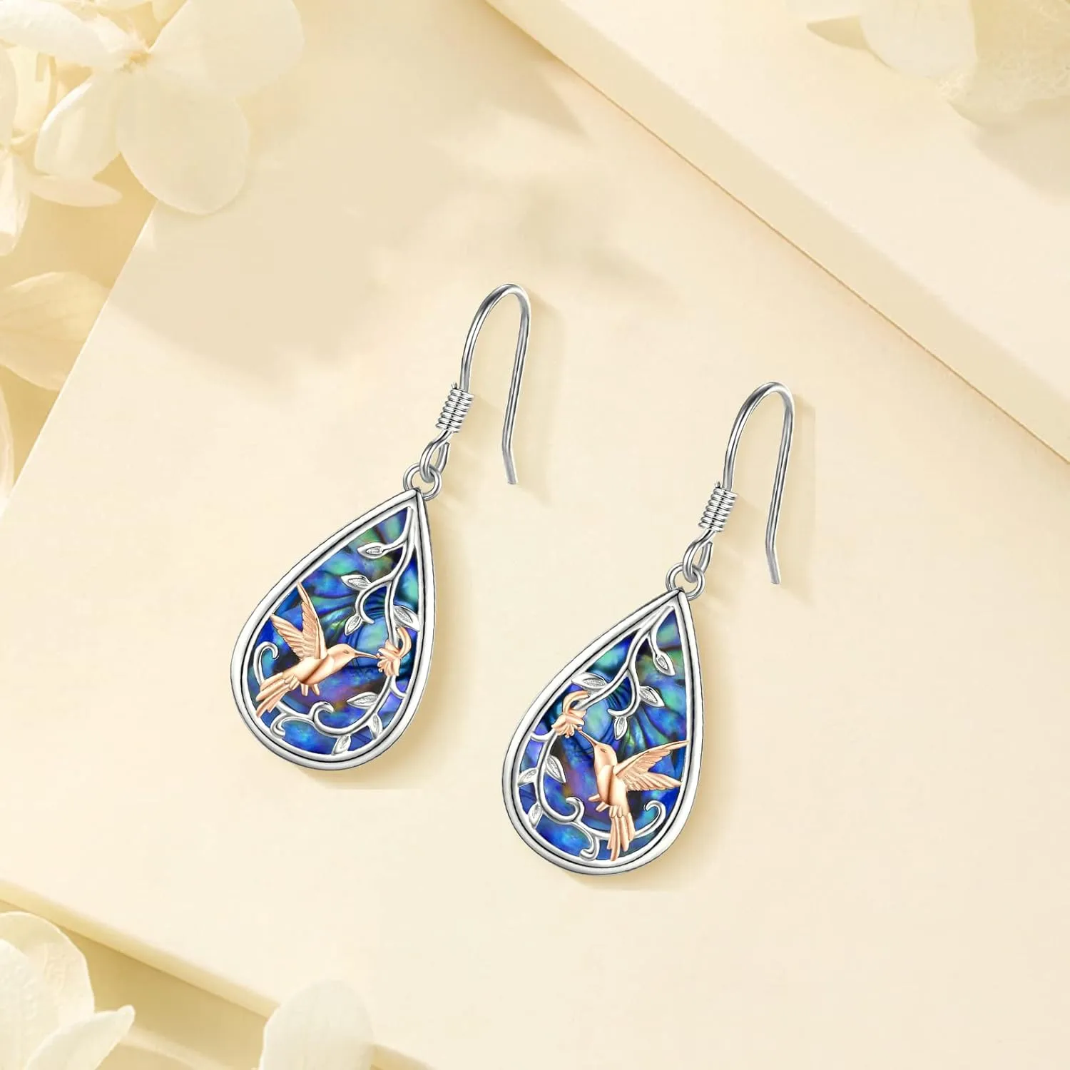 Sterling Silver Tree of Life/Flower/Bee/Animals/Cat/Hummingbird Dangle Earrings Moonstone Turquoise Drop Leverback Earrings Jewelry Gifts