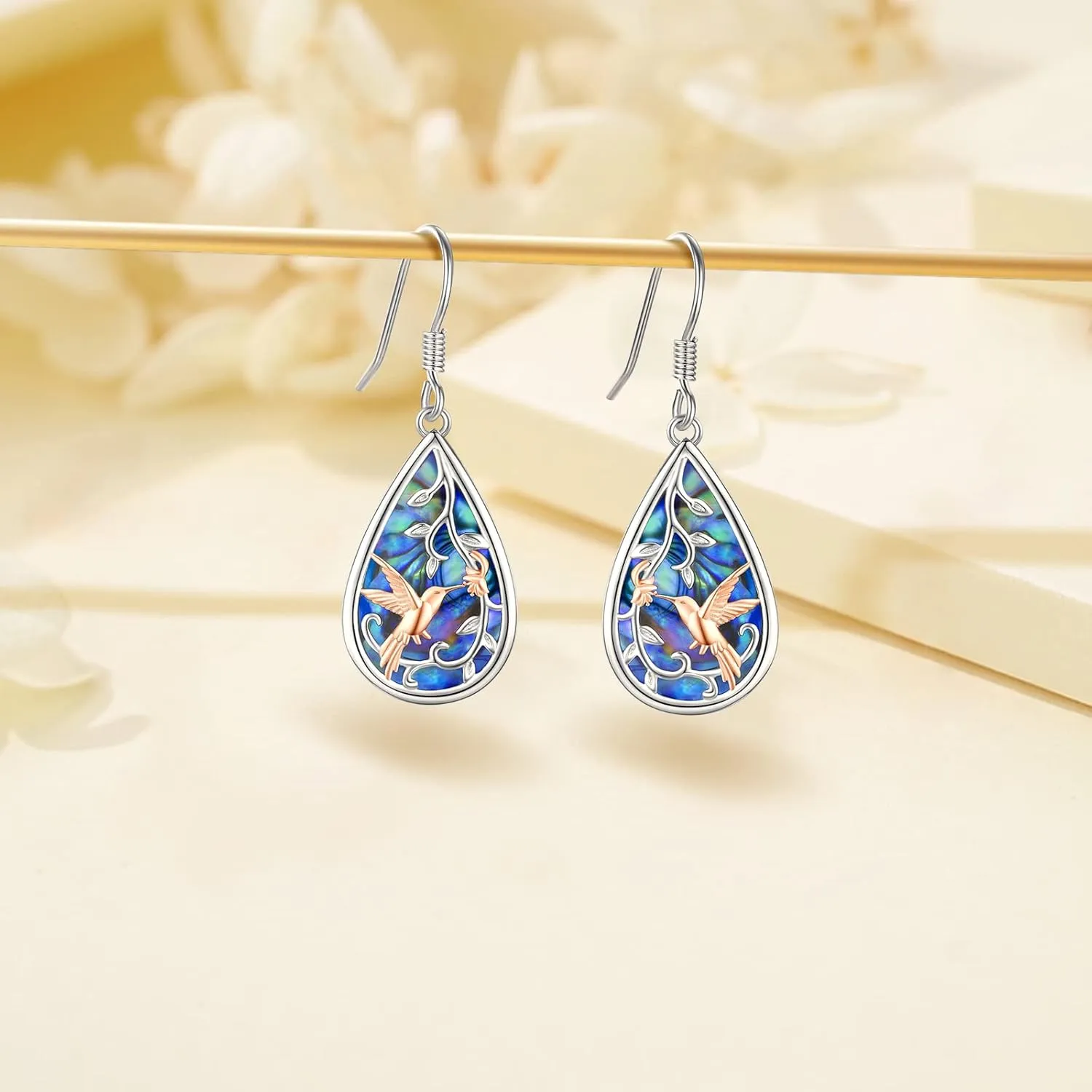 Sterling Silver Tree of Life/Flower/Bee/Animals/Cat/Hummingbird Dangle Earrings Moonstone Turquoise Drop Leverback Earrings Jewelry Gifts
