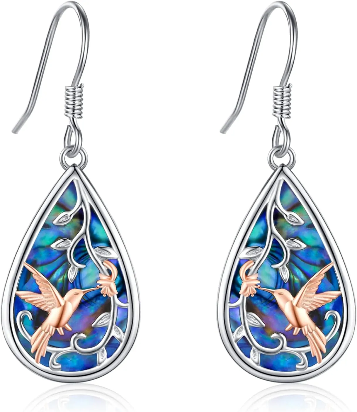 Sterling Silver Tree of Life/Flower/Bee/Animals/Cat/Hummingbird Dangle Earrings Moonstone Turquoise Drop Leverback Earrings Jewelry Gifts