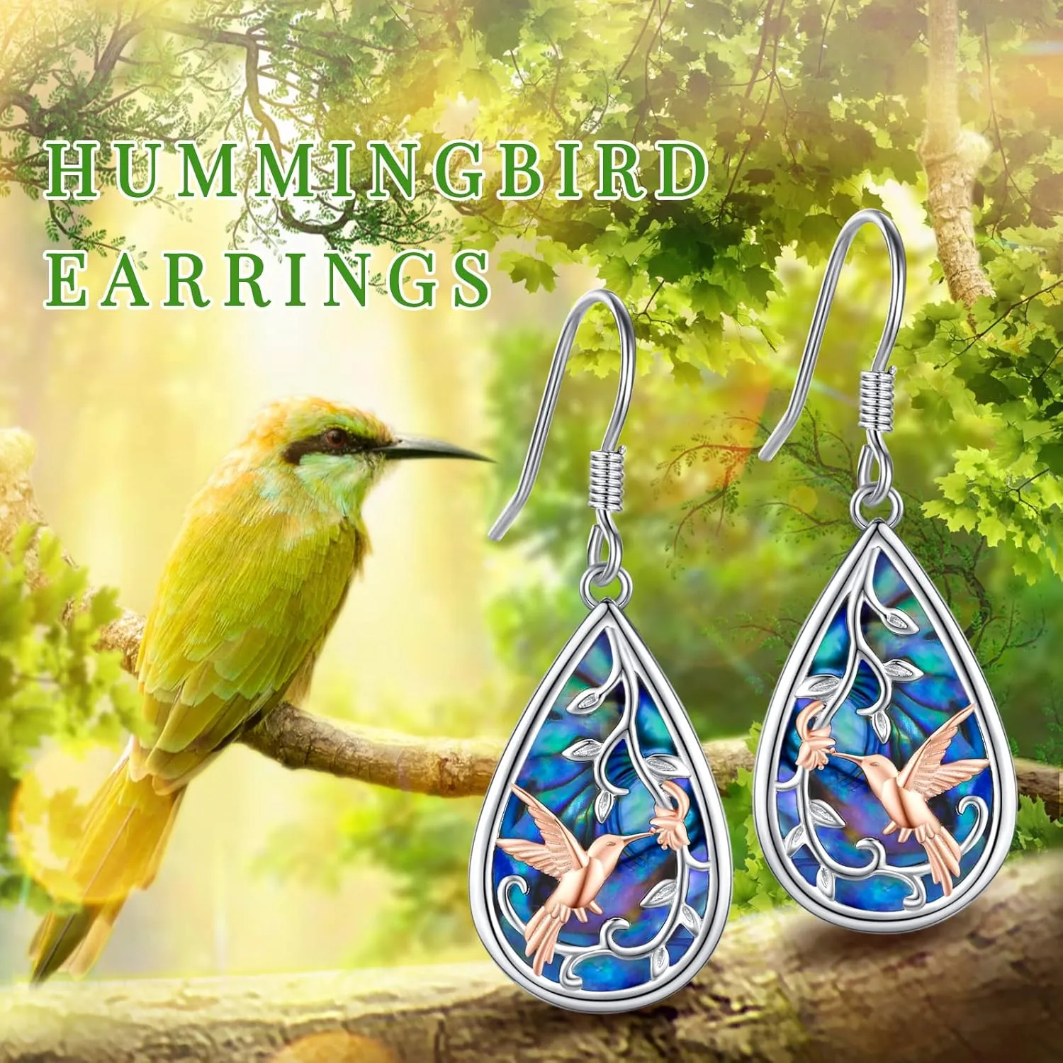 Sterling Silver Tree of Life/Flower/Bee/Animals/Cat/Hummingbird Dangle Earrings Moonstone Turquoise Drop Leverback Earrings Jewelry Gifts