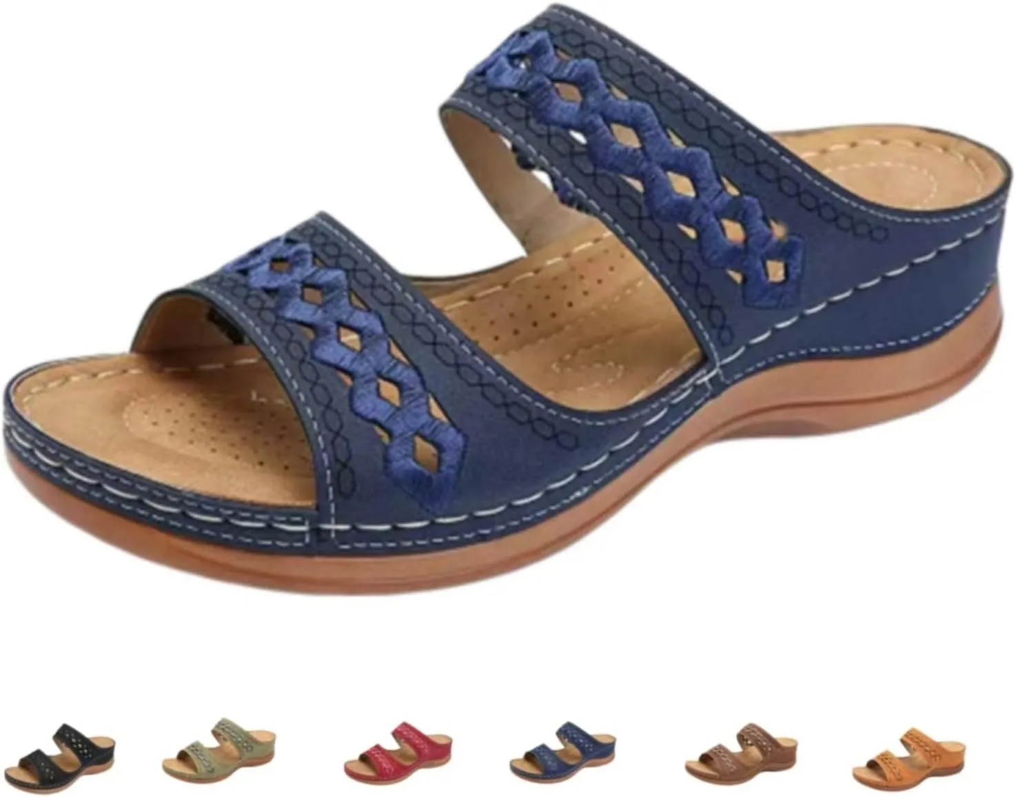 Summer Orthopedic Sandals for Women - Platform Ankle Strap Sandals, Non Slip Flats Walking Slippers