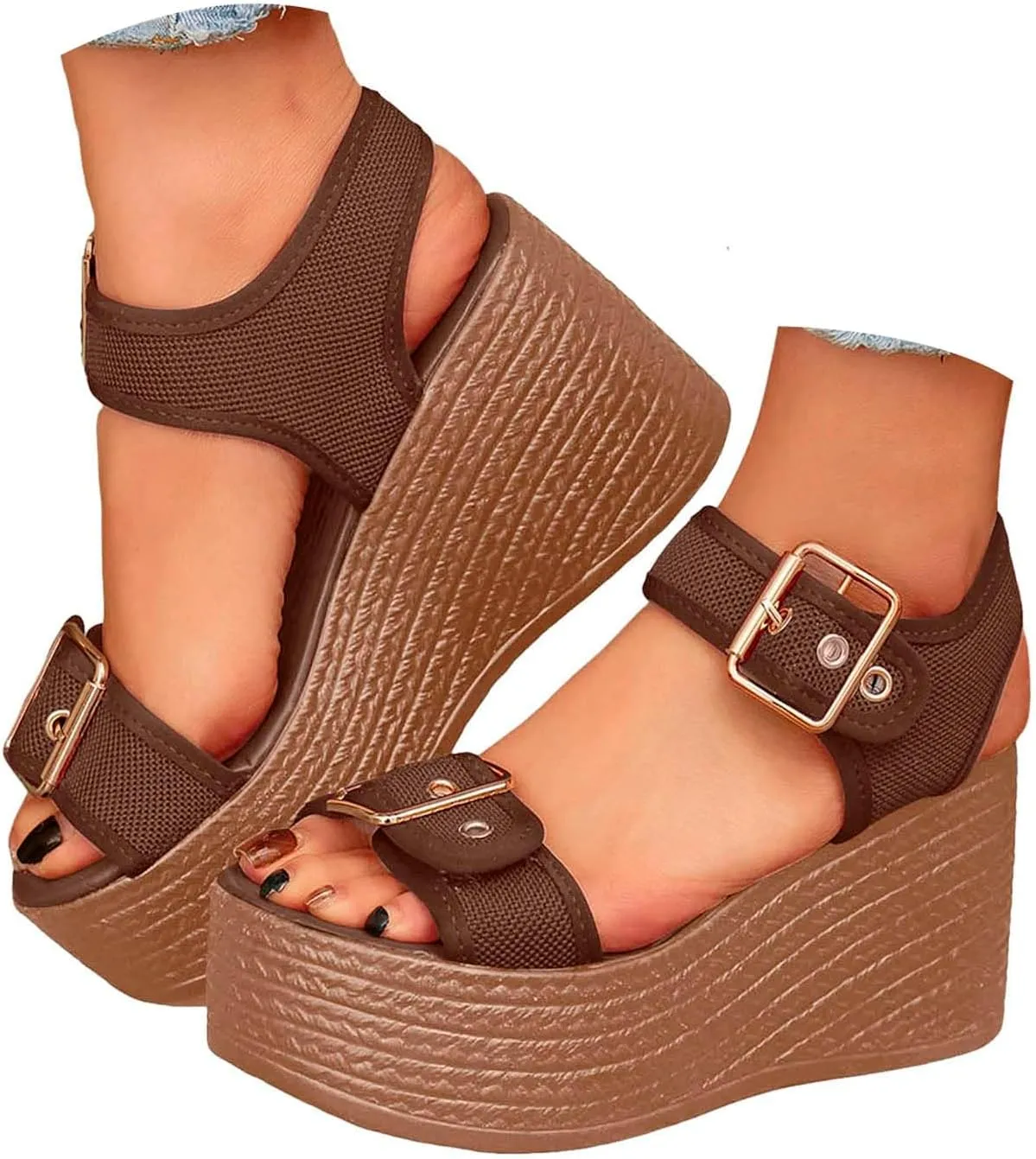 Summer Sandals For Women 2025,Women's Wedge Straps Platform Knit Comfort Slingback Dress Open Toe Slip-on Elastic Ankle Strap Casual Dressy Walking Comfy Shoes for Daily Wear