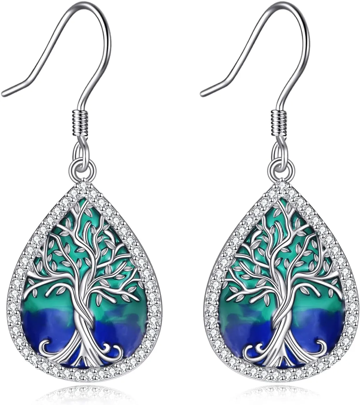 Tree of Life Sterling Silver Celtic Earrings with Enamel