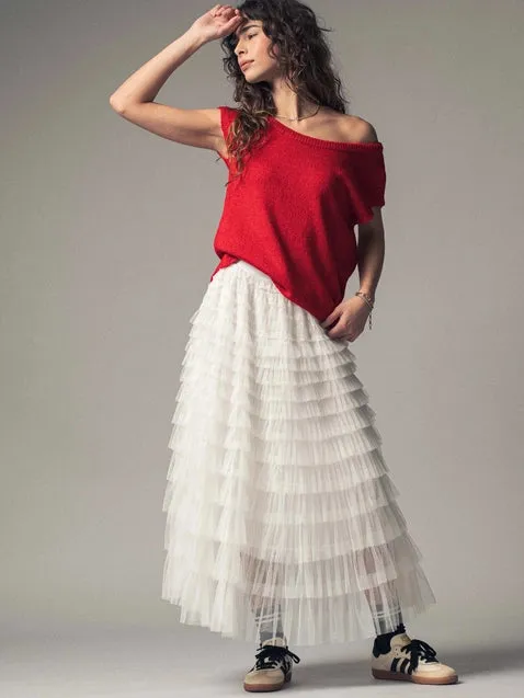 Tulle Textured Midi Skirt