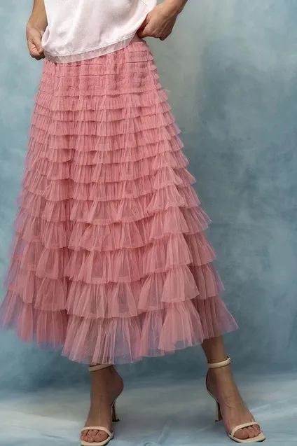 Tulle Textured Midi Skirt