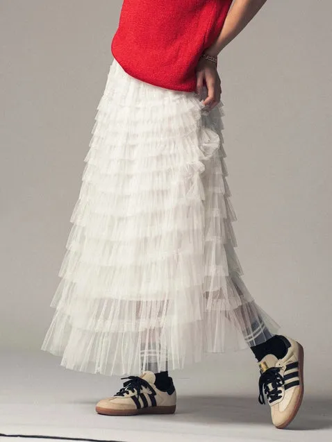 Tulle Textured Midi Skirt