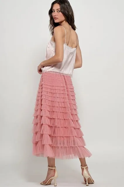 Tulle Textured Midi Skirt