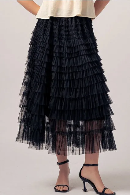 Tulle Textured Midi Skirt